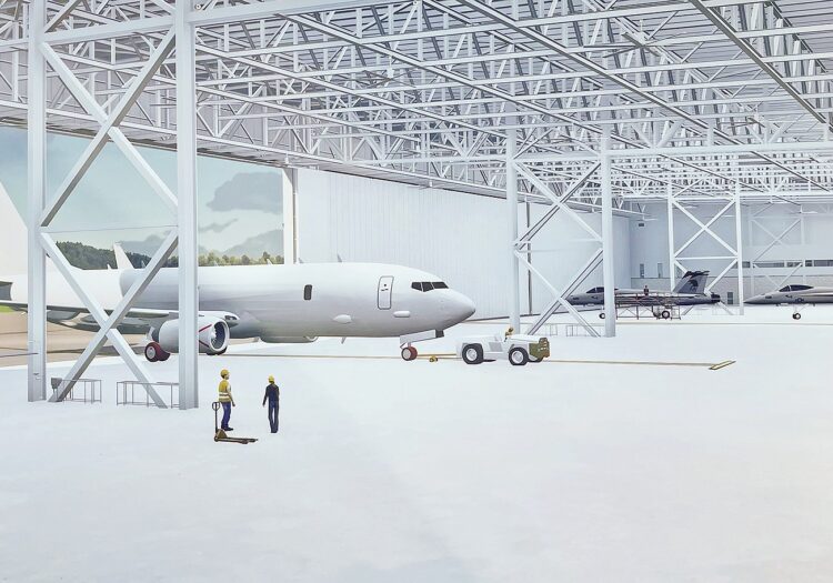 digital rendering of the new digitally enabled MRO facility hangar