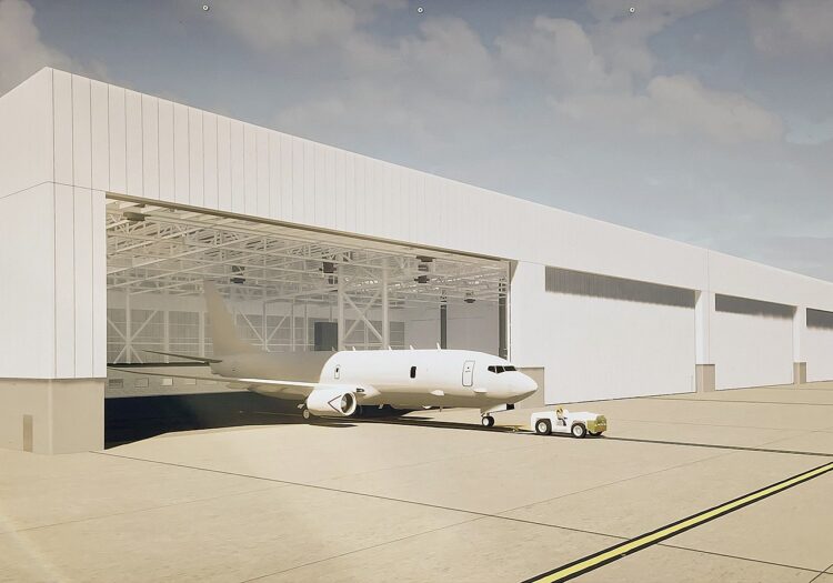 digital rendering of the new digitally enabled MRO facility hangar