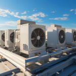 commercial HVAC systems on an office rooftop